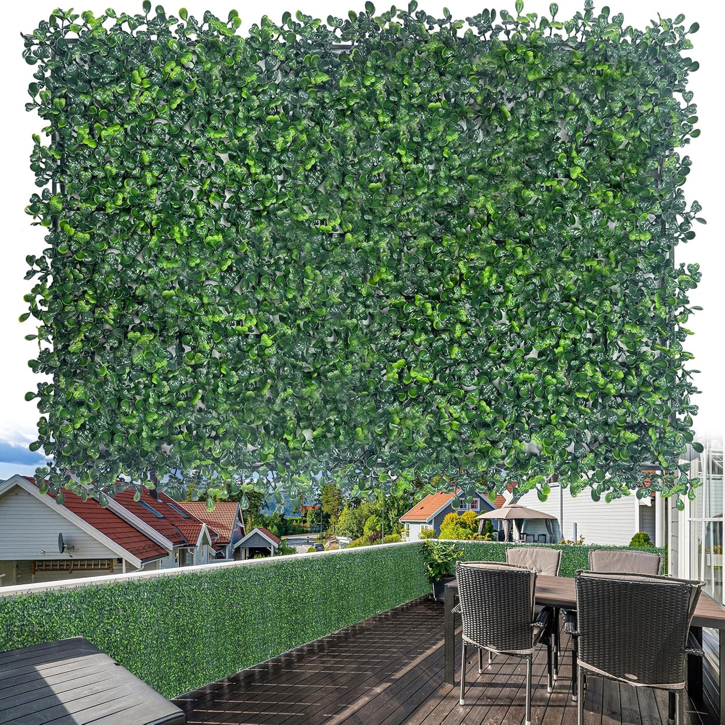 Artificial Boxwood Roll Panels,48 X 120 in(40 sqft) UV-Anti Artificial Ivy Privacy Fence Wall Screen for Indoor Outdoor Green Grass Wall Decor & Ivy Fence Covering Privacy