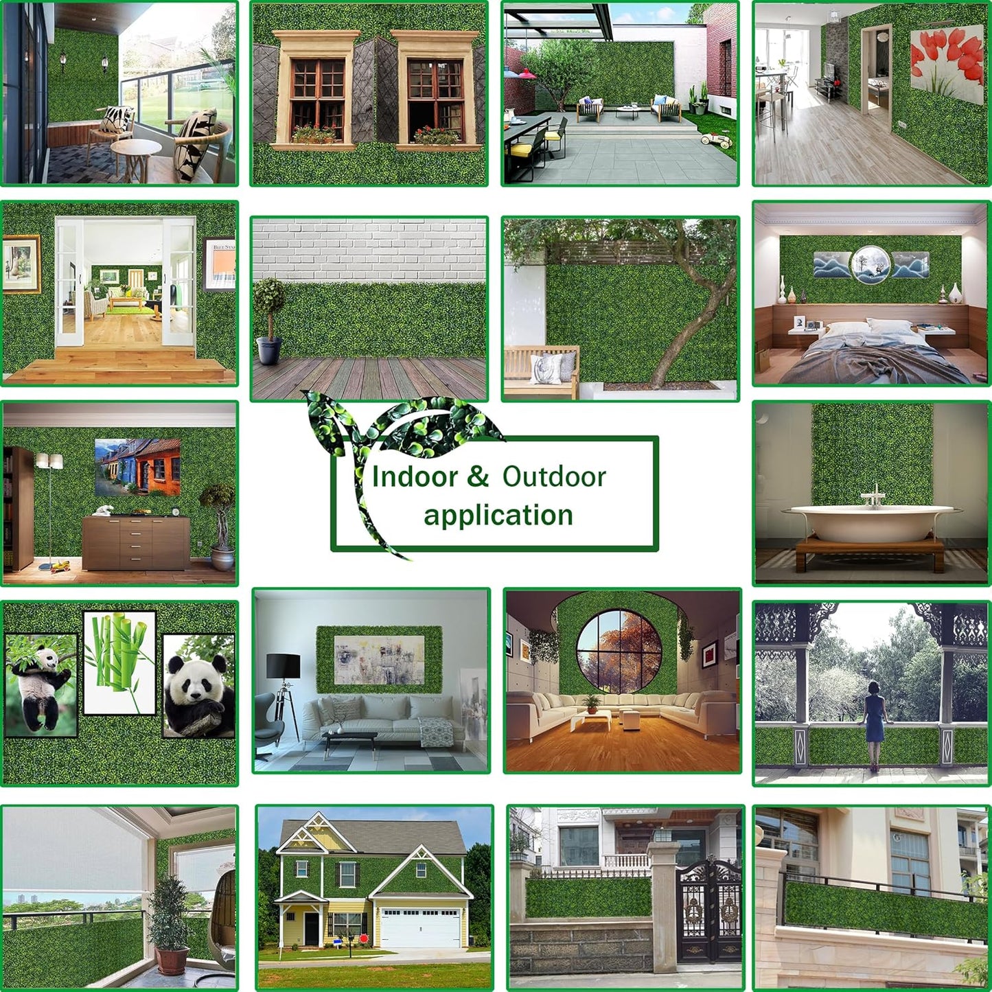 Artificial Boxwood Roll Panels,48 X 120 in(40 sqft) UV-Anti Artificial Ivy Privacy Fence Wall Screen for Indoor Outdoor Green Grass Wall Decor & Ivy Fence Covering Privacy